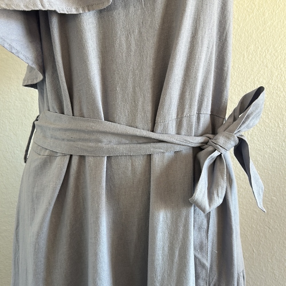 Nicole Miller Linen One Shoulder Ruffle Fit and Flare Dress Size Large - Picture 6 of 12